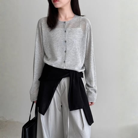 sheer round neck knit cardigan　MA1872