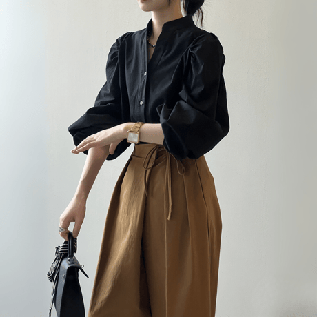 band collar puff sleeve blouse　MA1623