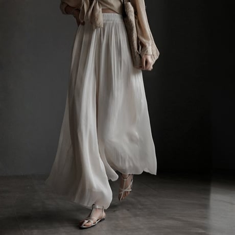 shiny chiffon wide pants　MA1941