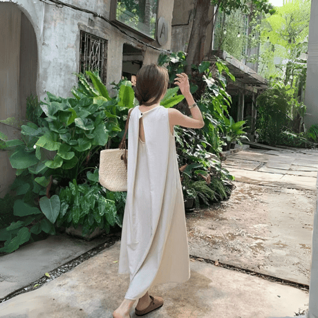 open‑back flare maxi dress　MA1583