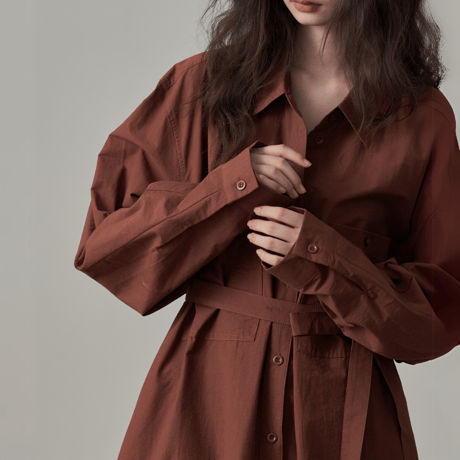 loose shirt dress with waist belt　MA1392
