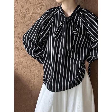 ribbon striped 2way blouse　MA1184