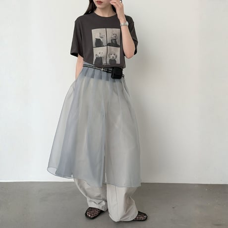 pleated waist tulle half skirt　MA1912