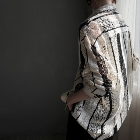 lace stripe loose shirt　MA1925