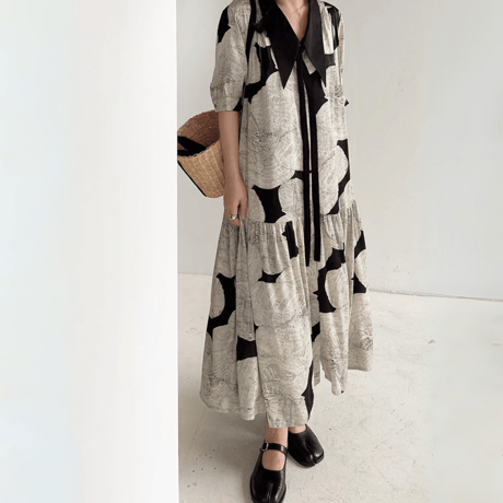 abstract pattern flowy onepiece　MA1456