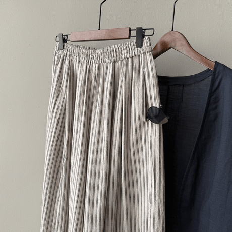 linen blend stripe widepants　MA1578