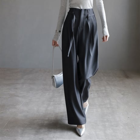 high waist ribbon wide trousers　MA1674