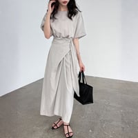 waist belt wrap design long onepiece/2color　MA1982