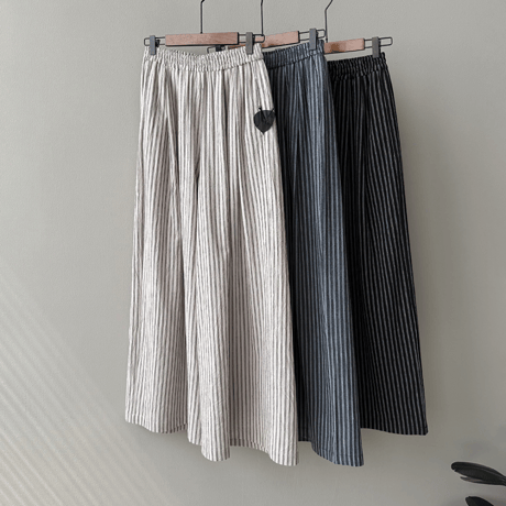 linen blend stripe widepants　MA1578
