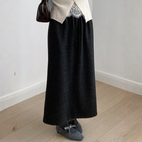 soft fleece a-line slit skirt　MA1729