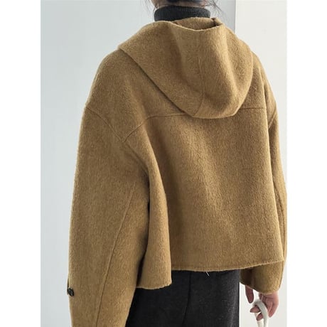 hooded toggle button short coat　MA1128