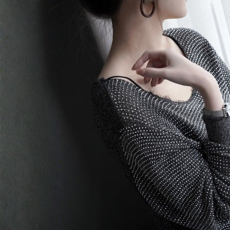 shiny round neck soft knit　MA1921