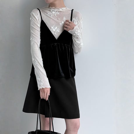 velvet peplum layered cami top　MA1873