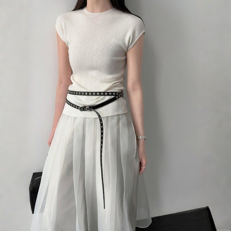 pleated waist tulle half skirt　MA1912