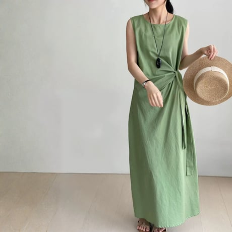 side ribbon sleeveless onepiece　MA1971