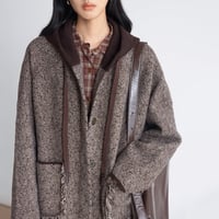 fringe pocket hooded tweed jacket　MA1146