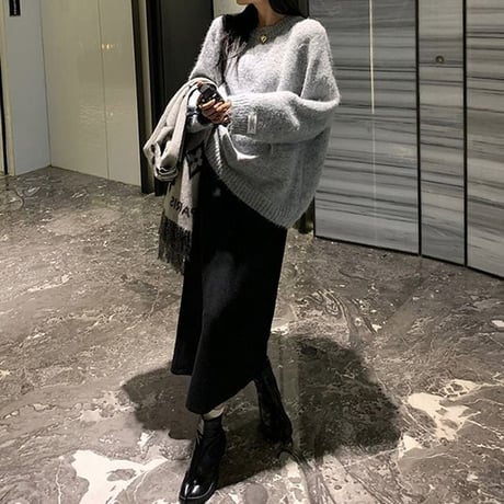label brushed knit pullover　MA1316