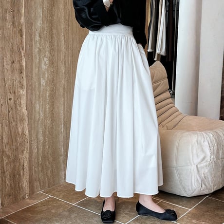 smooth texture flare midi skirt　MA1864