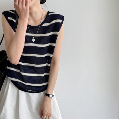 border knit sleeveless vest　MA1967
