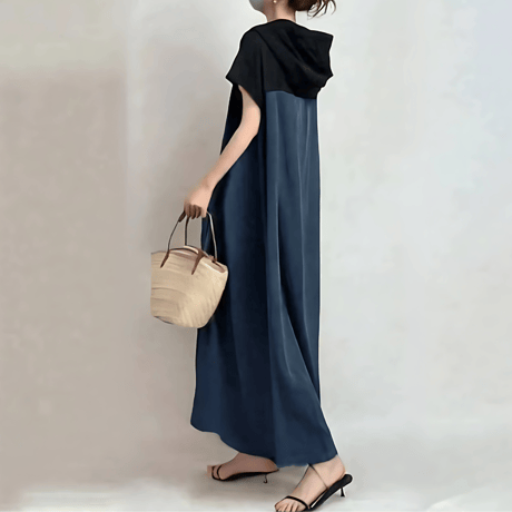 two tone loosefit hood dress　MA1584