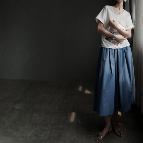 cotton tuck wide culotte pants　MA1949