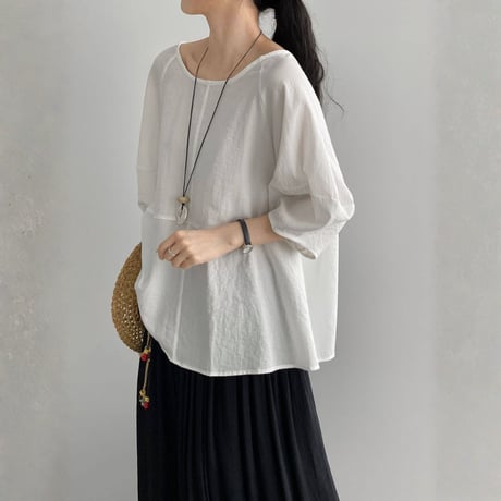 back ribbon wide sleeve blouse　MA1970