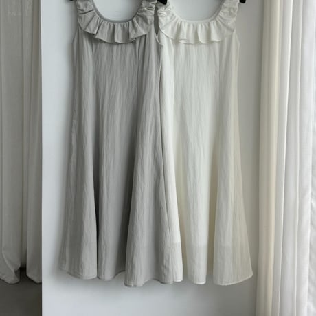 ruffle collar sleeveless a-line long one piece/2color　MA1986