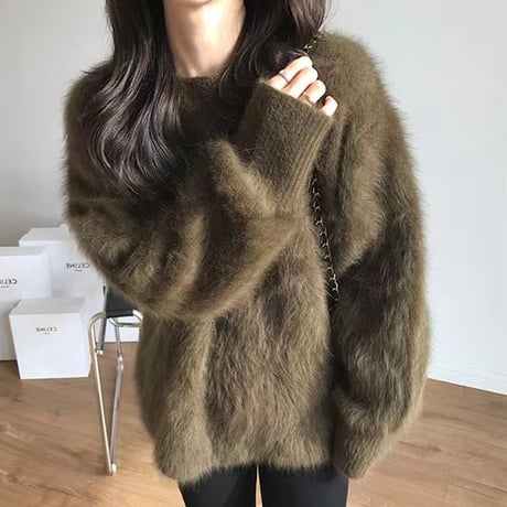 shaggy over knit pullover　MA1337