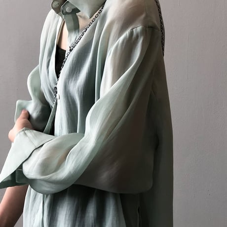 ribbon sheer shirt /5color　MA1191