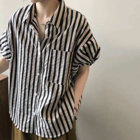 puff sleeve striped shirt　MA1177