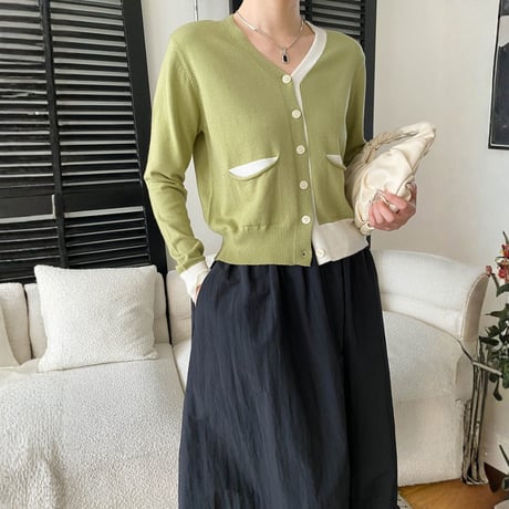 asymmetry colorline knit cardigan　MA1799