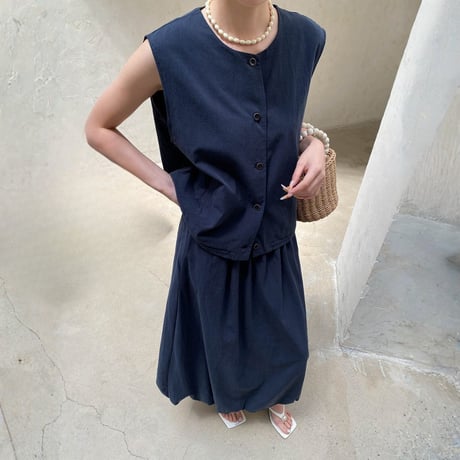 sleeveless vest balloon skirt setup　MA1954