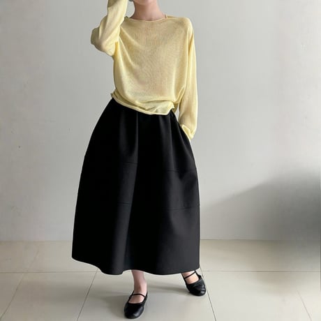 sheer roll hem knit long sleeve top　MA1869