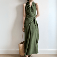 fluid drape vneck dress　MA1566