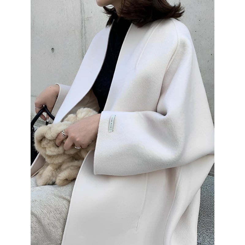 softly round-form no-collar overcoat MA1340 | MaiA