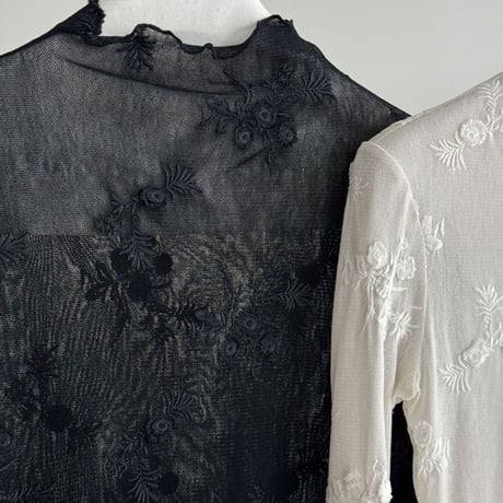 lace floral mesh base layer blouse　MA1868