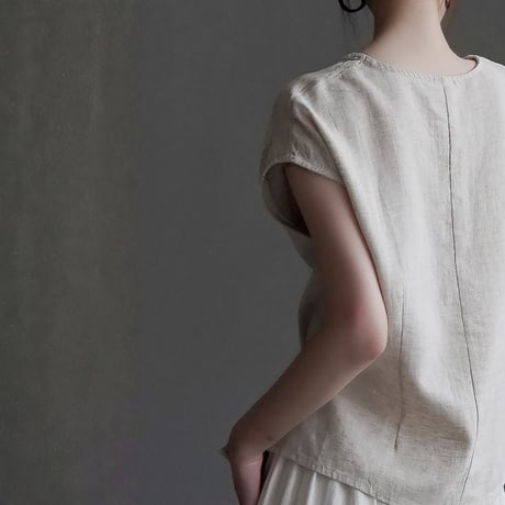 linen asymmetrical layered tops　MA1950