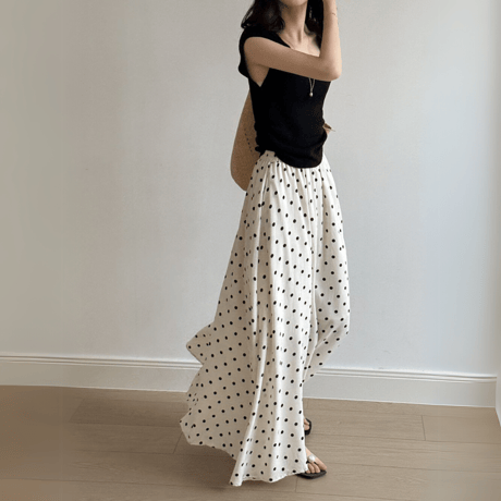 polka dot flare skirt　MA1545