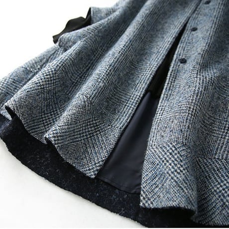 glen check sleeve slit cape coat　MA1757