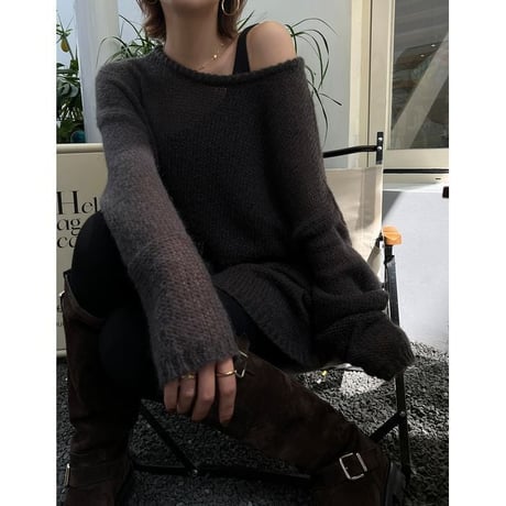 wide neck knit pullover　MA1319