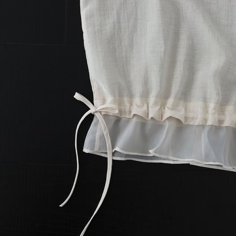 sheer layered drawstring puff sleeve blouse　MA1976