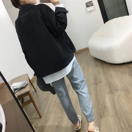 layered shirt hem cutsew tops　MA1749