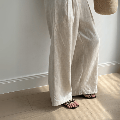 linen tuck wide pants　MA1548