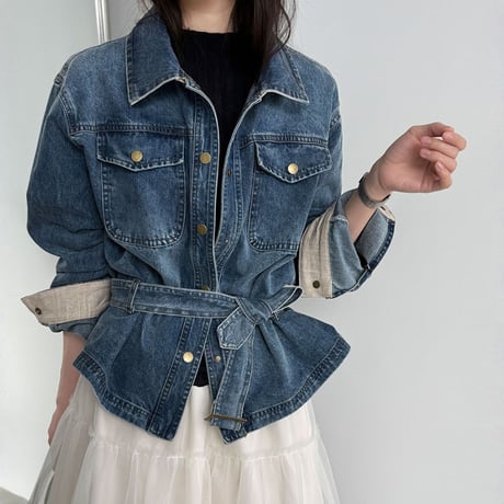 belt design denim jacket　MA1911