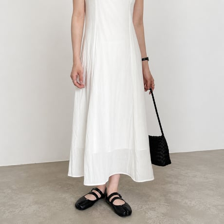 ruffle collar sleeveless a-line long one piece/2color　MA1986