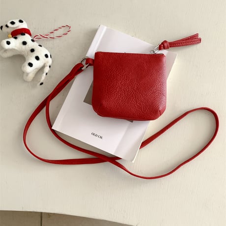 grain leather touch neck mini pouch　MA1899