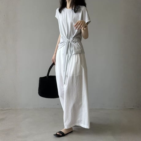side ribbon french sleeve tops　MA1974