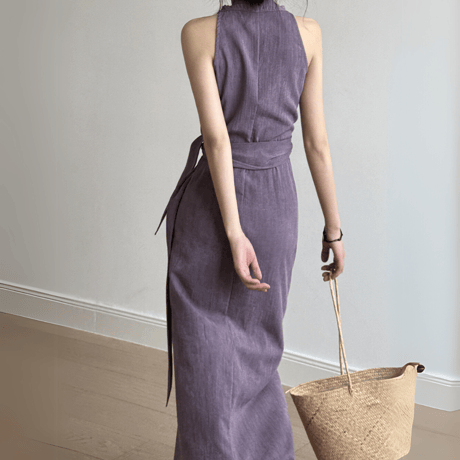 fluid drape vneck dress　MA1566