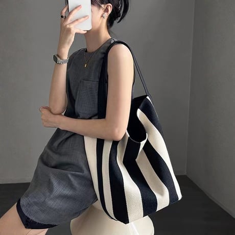 wide stripe canvas tote bag　MA1887