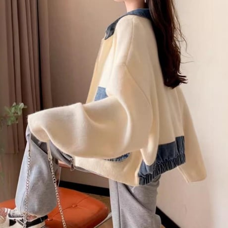 denim pocket knit jacket　MA1847